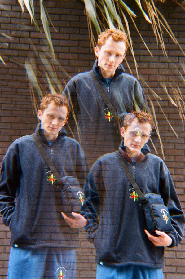Navy Blue Fleece With Paradise Island Parrot Embroidery-2