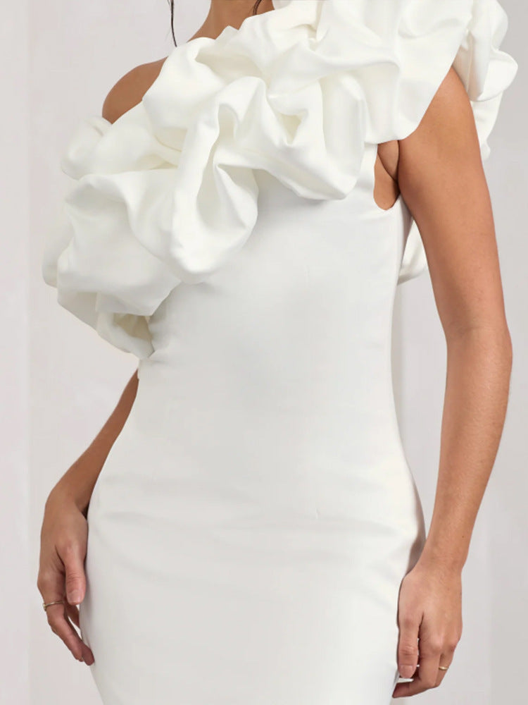 White One-Shoulder Ruffle Mini Dress – Elegant Party & Cocktail Wear